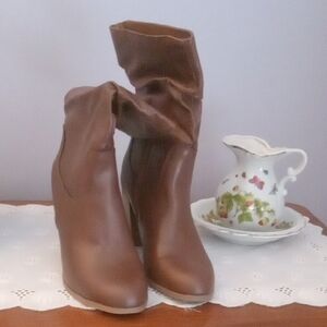 Style & Co Brown Heeled Boots with Polished Finish
